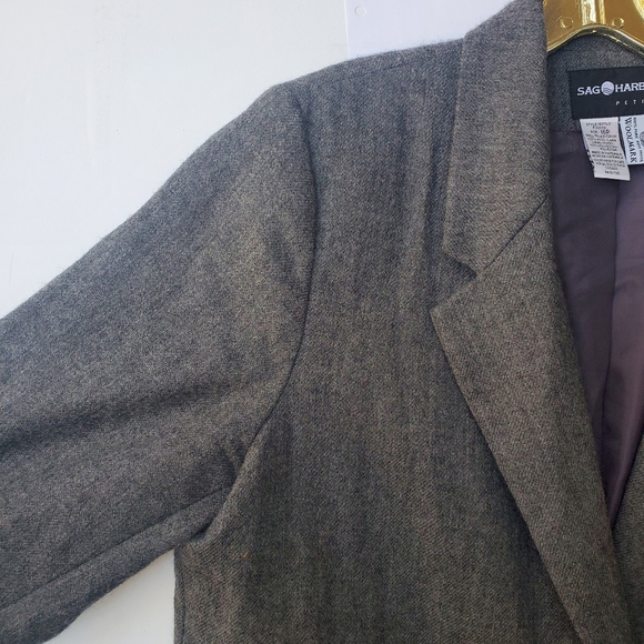 100% Wool Blazer Coat Jacket Single Button Waist 16P Grey - Picture 5 of 11